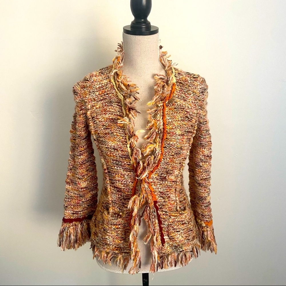 ANTHROPOLOGY Multicolor Fringe Women's Jacket blazer ANGELS OF THE NORTH